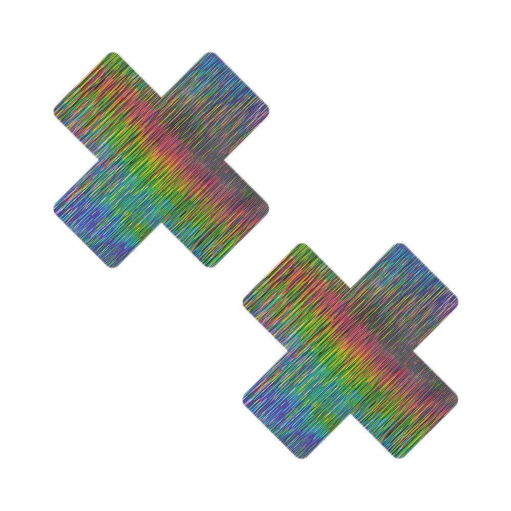 Neva Nude Naughty Nebula Super Holographic X Nipple Pasties by Neva Nude LLC