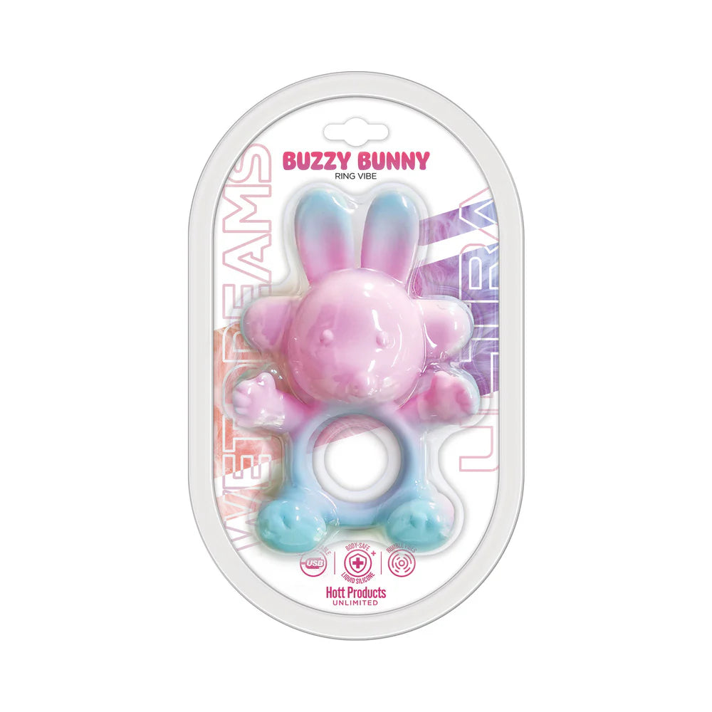 Wet Dreams Ultra Buzzy Bunny Liquid Silicone Ring Vibe by Hott Products Unlimited