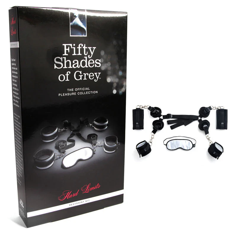 Fifty Shades of Grey Hard Limits 4-Piece Restraint Kit Black/Silver by LoveHoney