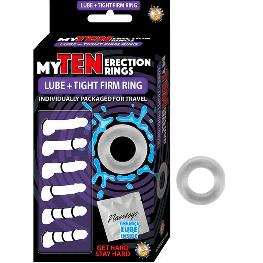 My Ten Erection Rings Tight Firm With Lube Clear by Nasstoys