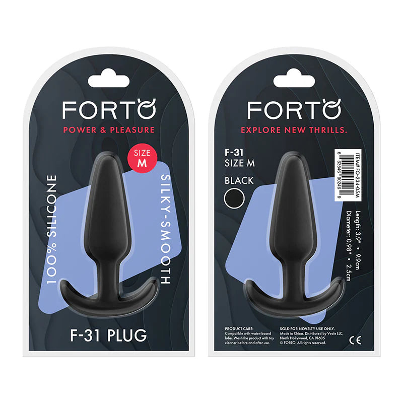 Forto F-31 Silicone Anal Plug Medium Black by Vvole