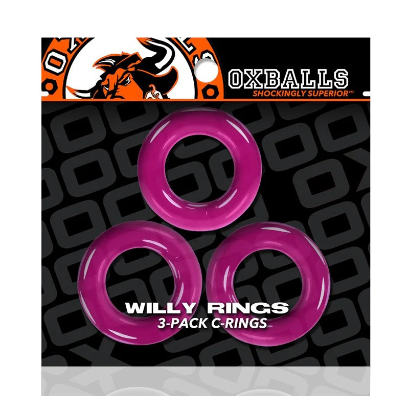 Oxballs Willy Rings 3-Pack Cockrings O/S Hot Pink by Blue Ox Designs, Oxballs