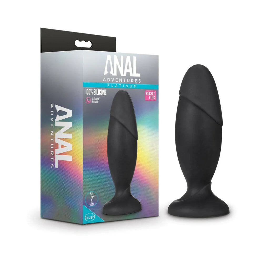 Anal Adventures Platinum Silicone Rocket Plug Black by Blush