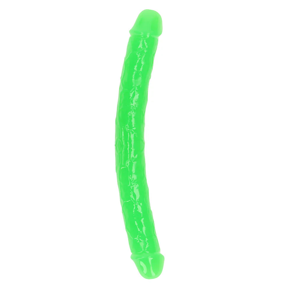 RealRock Glow in the Dark Double Dong 12 in. Dual-Ended Dildo Neon Green by Shots America LLC