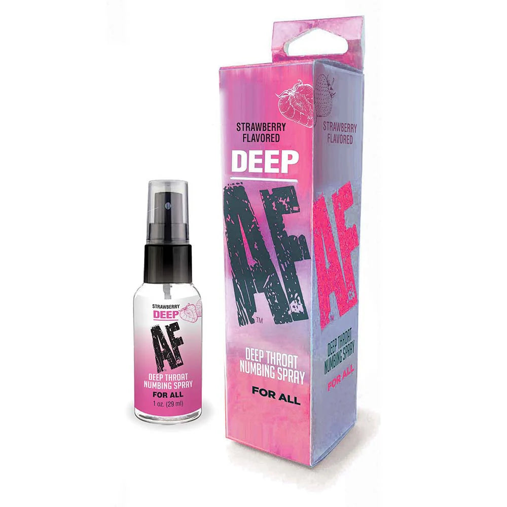 Deep AF Strawberry Flavored Deep Throat Numbing Spray 1 oz. by Little Genie Productions