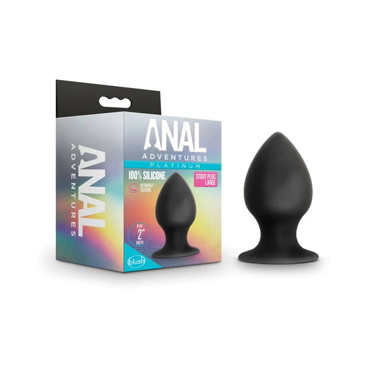 Anal Adventures Platinum Silicone Anal Stout Plug Large Black by Blush