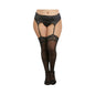 Dreamgirl Plus-Size Sheer Nylon Thigh-High Stockings With Lace Top Black Queen by Dreamgirl International