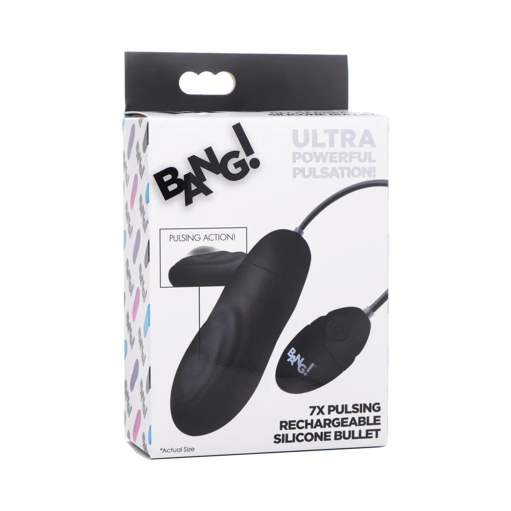 BANG! 7X Pulsing Rechargeable Silicone Bullet Black by XR Consignment