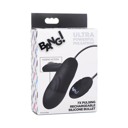 BANG! 7X Pulsing Rechargeable Silicone Bullet Black by XR Consignment