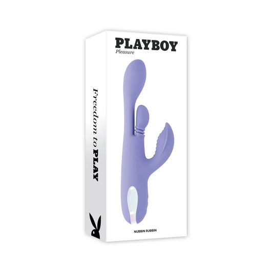 Playboy Nubbin Rubbin Rechargeable Dual Stimulator Vibe Silicone Purple by Evolved