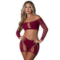 Magic Silk Seamless Crop Top & Short Set Burgundy O/S by Magic Silk