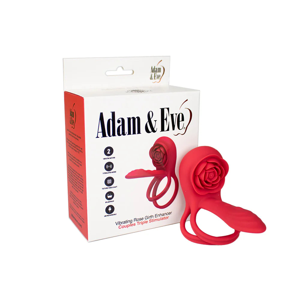 Adam & Eve Vibrating Rose Girth Enhancer Couples Triple Stimulator by PHE/Adam and Eve
