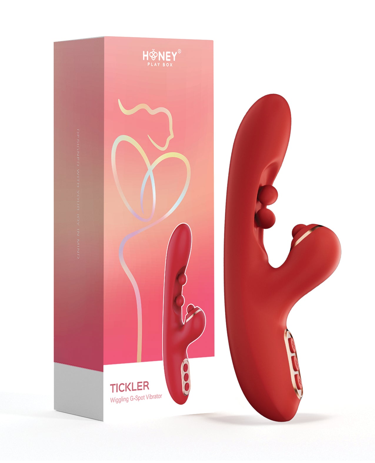 Tickler Wiggling G-Spot Vibrator & Tapping Clitoral Stimulator - Red by Uc global trade inc/honey play b