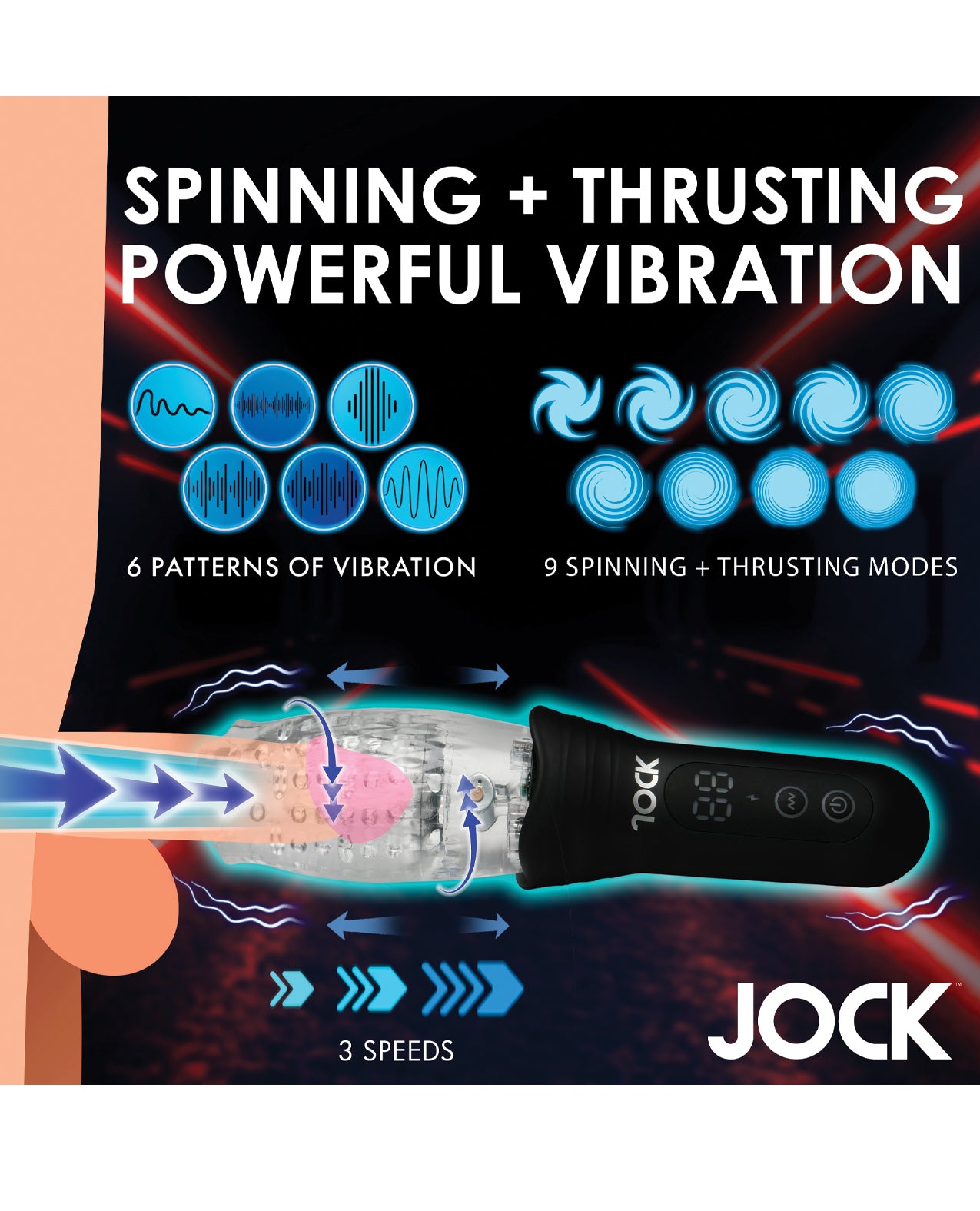 Curve Novelties Jock Spinning & Thrusting Masturbator by Curve toys c/o xr