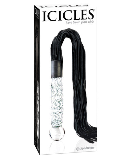 Icicles No. 38 Hand Blown Glass Handled Whip - Clear by Eldorado Trading Company