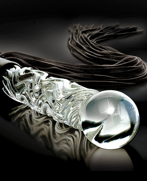 Icicles No. 38 Hand Blown Glass Handled Whip - Clear by Eldorado Trading Company