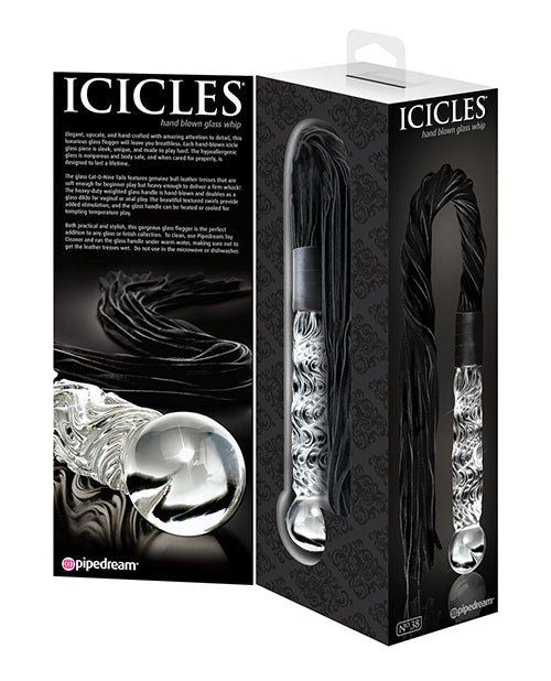Icicles No. 38 Hand Blown Glass Handled Whip - Clear by Eldorado Trading Company