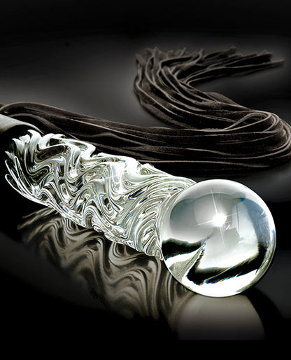 Icicles No. 38 Hand Blown Glass Handled Whip - Clear by Eldorado Trading Company