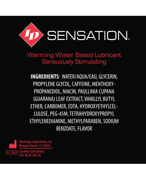 ID Sensation Waterbased Warming Lubricant - 12 ml Tube by Eldorado Trading Company