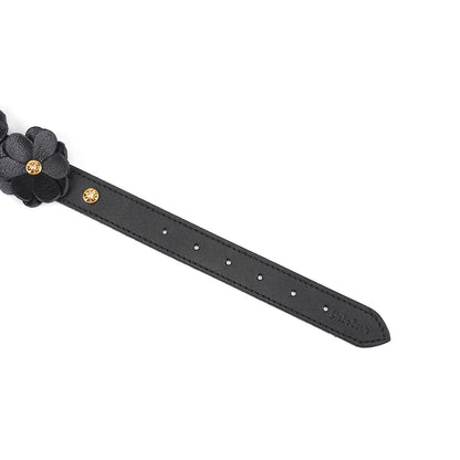 Liebe Seele- Black Leather Flowers Collar with Leash