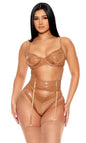 Opposites Attractl Bra and Garter Belt Lingerie Set by Forplay Inc.