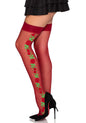 Spandex Thigh Highs With Roses - Os - Burgundy by Leg Avenue