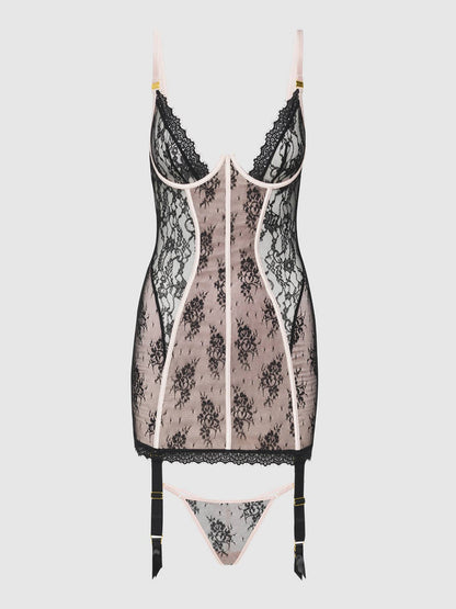 JOCELYN LACE & SATIN CHEMISE & G-STRING SET by House of Desire
