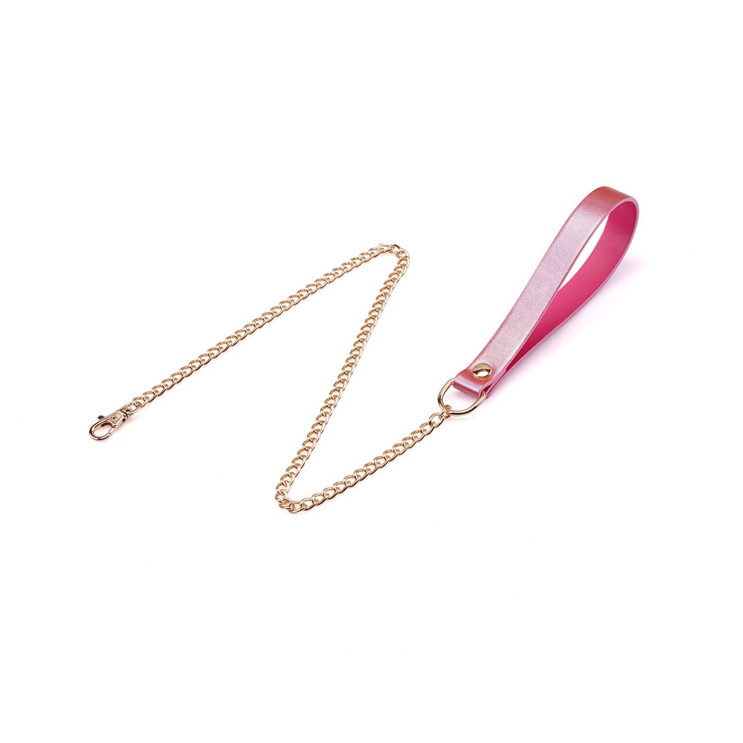 Liebe Seele ' Lustre Rosa: Pink Leather Collar with Chain Leash