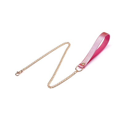 Liebe Seele ' Lustre Rosa: Pink Leather Collar with Chain Leash