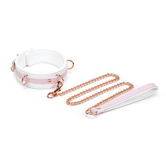 Liebe Seele- White & Pink Fairy Leather Collar with Leash