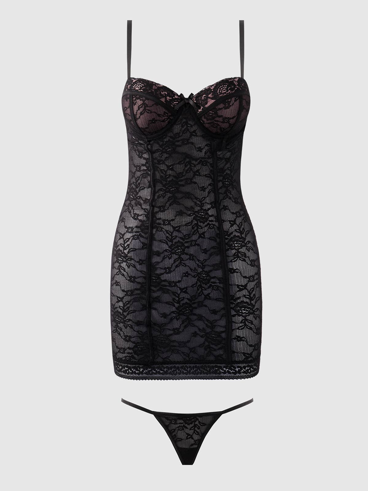 SAVANNAH LACE PUSH UP CHEMISE & G-STRING SET by House of Desire