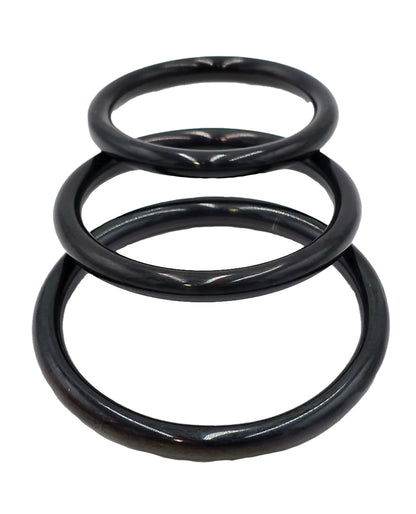 Rouge Black Stainless Steel 3 Piece Cock Ring Set - Black by Rouge group ltd