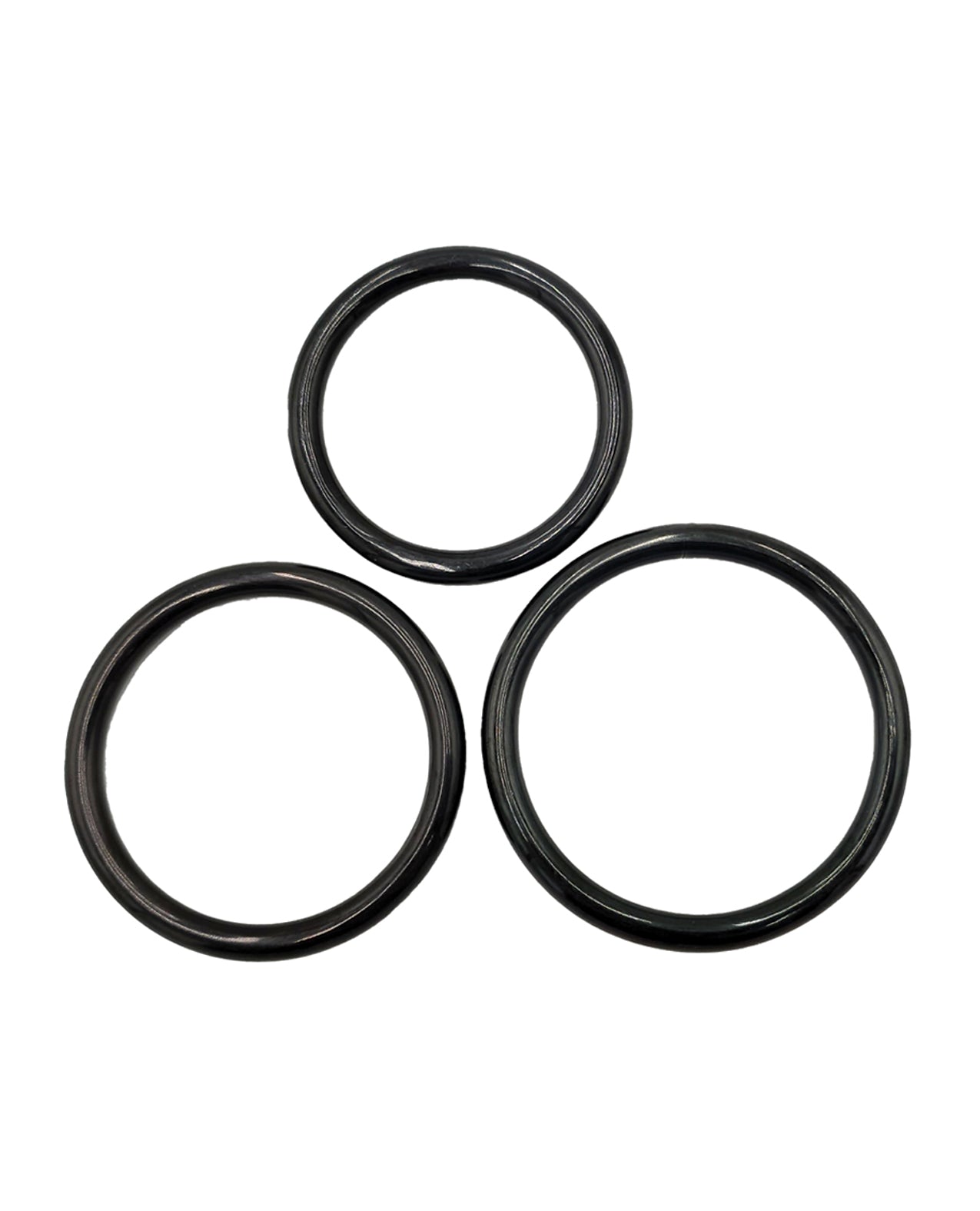Rouge Black Stainless Steel 3 Piece Cock Ring Set - Black by Rouge group ltd