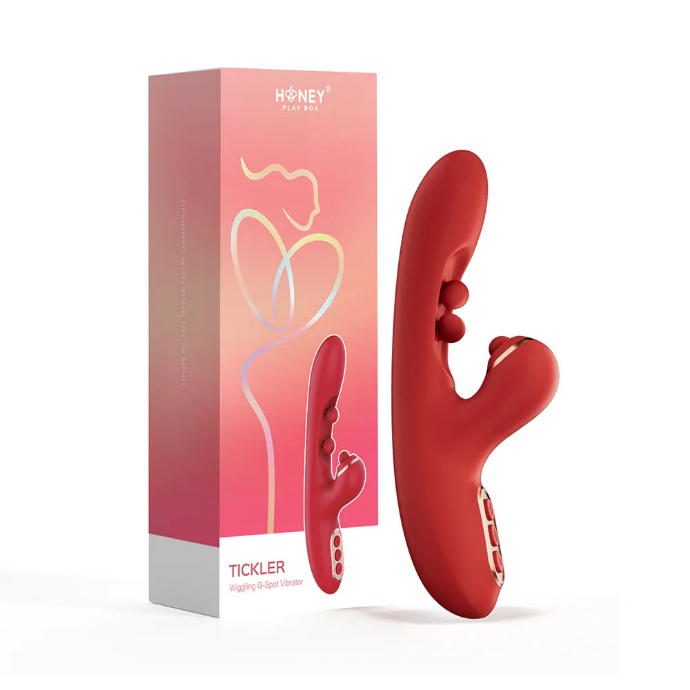 Tickler Wiggling G-Spot Vibrator & Tapping Clitoral Stimulator - Red by Uc global trade inc/honey play b