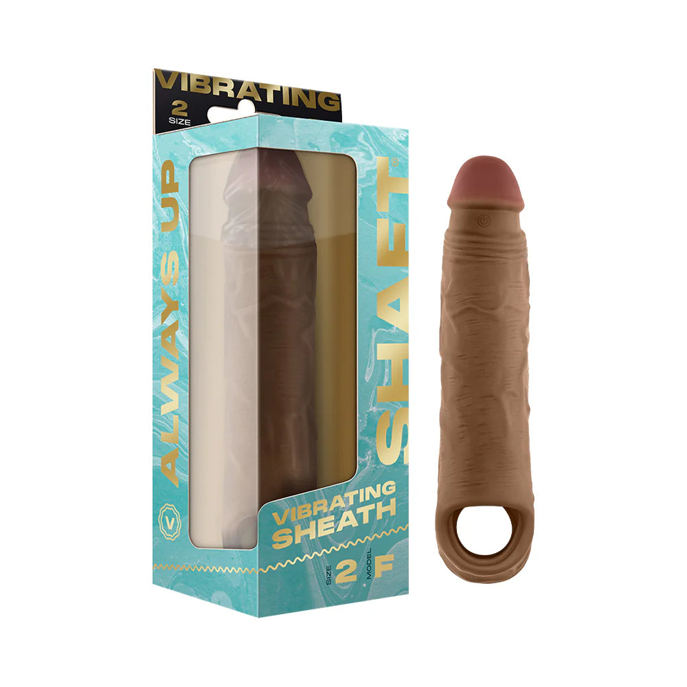Shaft Flexskin Liquid Silicone 8.8" Vibrating Sheath - Mahogany by Vvole
