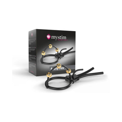 Mystim Pearly Pete Corona Strap w/Gold Balls - Black by Mystim gmbh