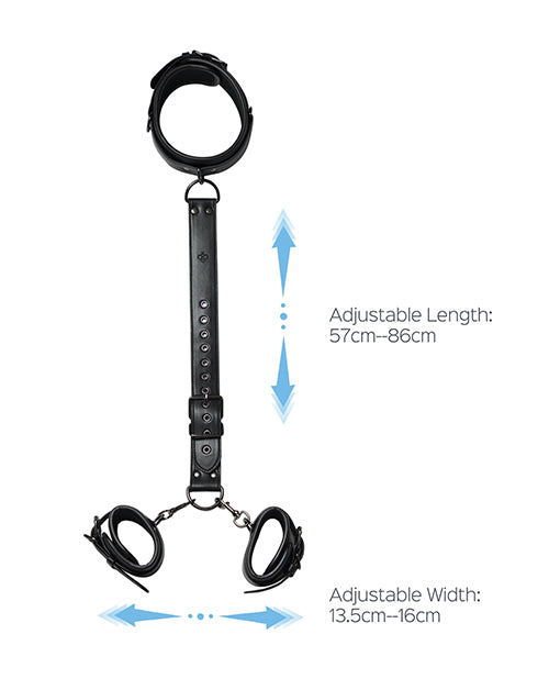Kinky Play Box Locking Harness Collar to Wrist Restraints - Black by Eldorado Trading Company