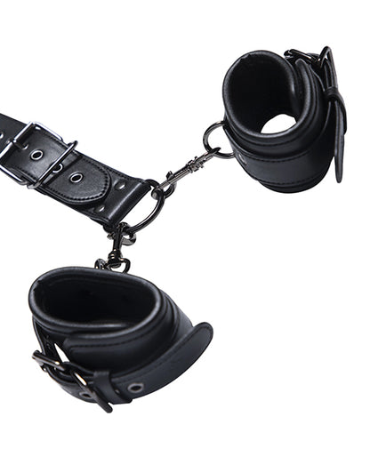Kinky Play Box Locking Harness Collar to Wrist Restraints - Black by Eldorado Trading Company