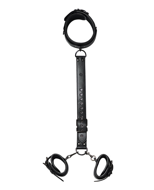 Kinky Play Box Locking Harness Collar to Wrist Restraints - Black by Eldorado Trading Company