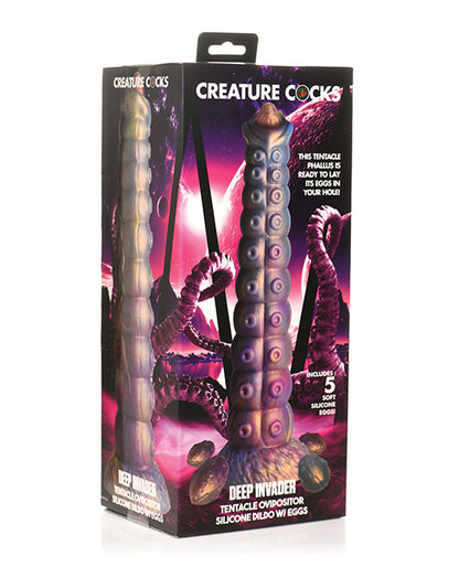 Creature Cocks Deep Invader Tentacle Ovipositor Silicone Dildo w/Eggs - Multi Color by Eldorado Trading Company