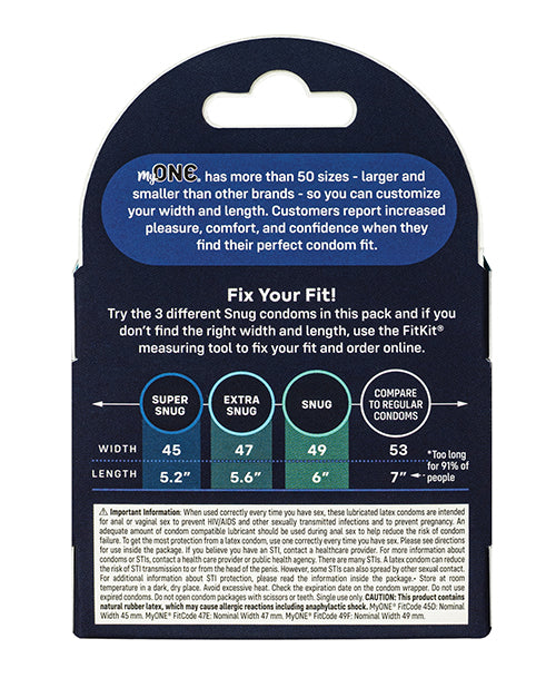 My One Snug Sampler Condoms - Pack of 3 by Eldorado Trading Company