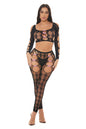 Tongue Twisted Crop Top and Leggings Black - Os by Pink Lipstick