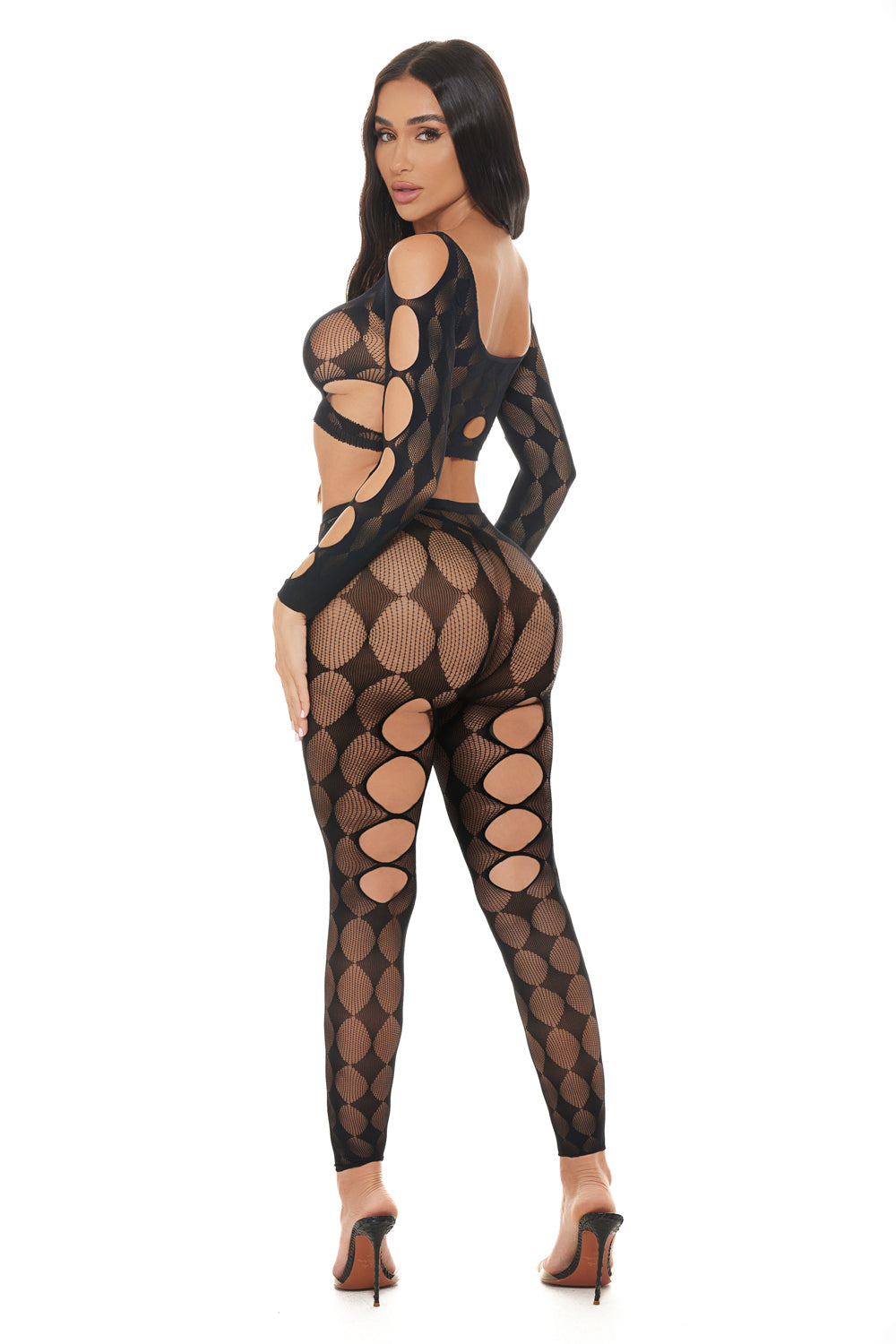 Tongue Twisted Crop Top and Leggings Black - Os by Pink Lipstick