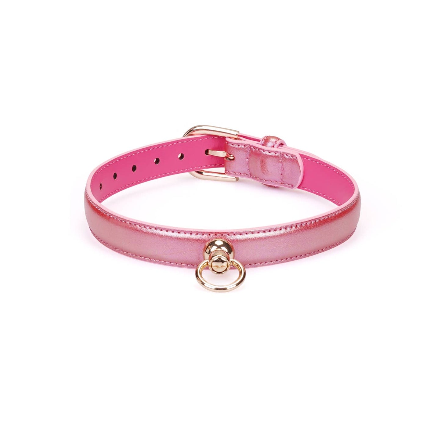 Liebe Seele ' Lustre Rosa: Pink Leather Collar with Chain Leash