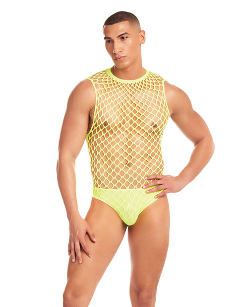 Rainbow Party Full Effect Large Mesh Unitard 2 pc Set w/Thong - Yellow L/XL by Eldorado Trading Company