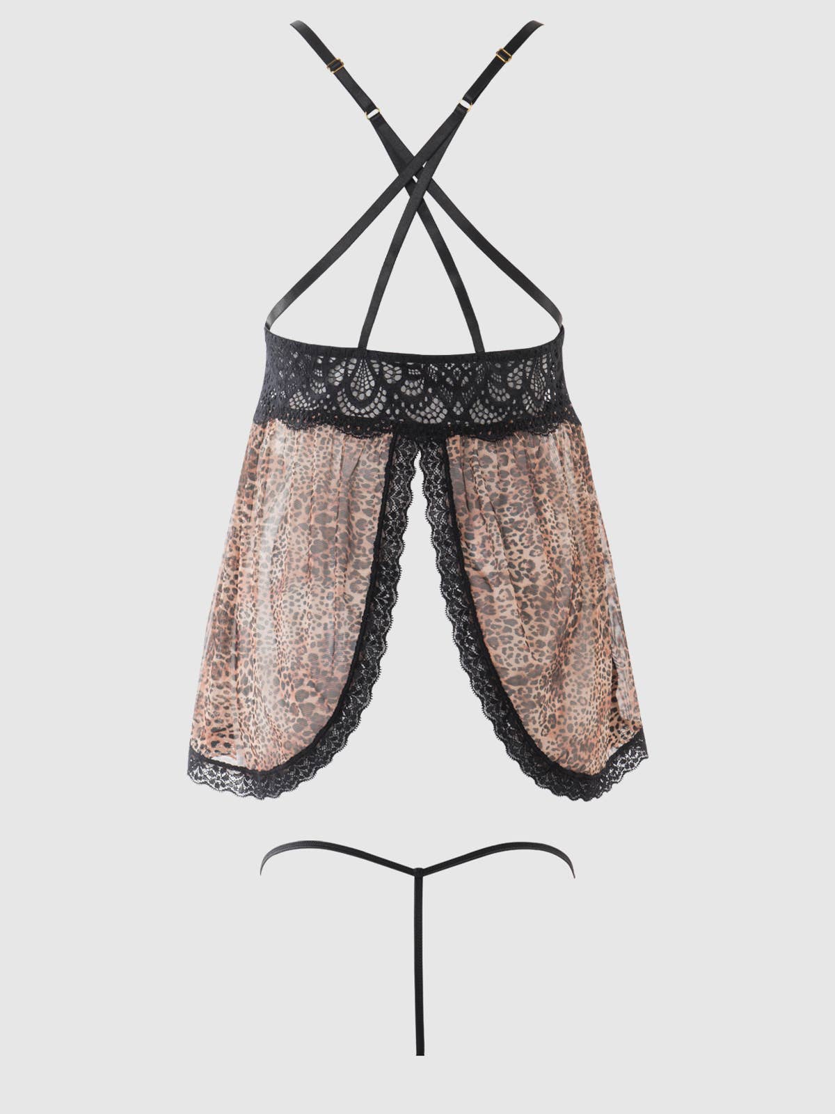 FELICIA LEOPARD MESH & LACE BABYDOLL SET by House of Desire