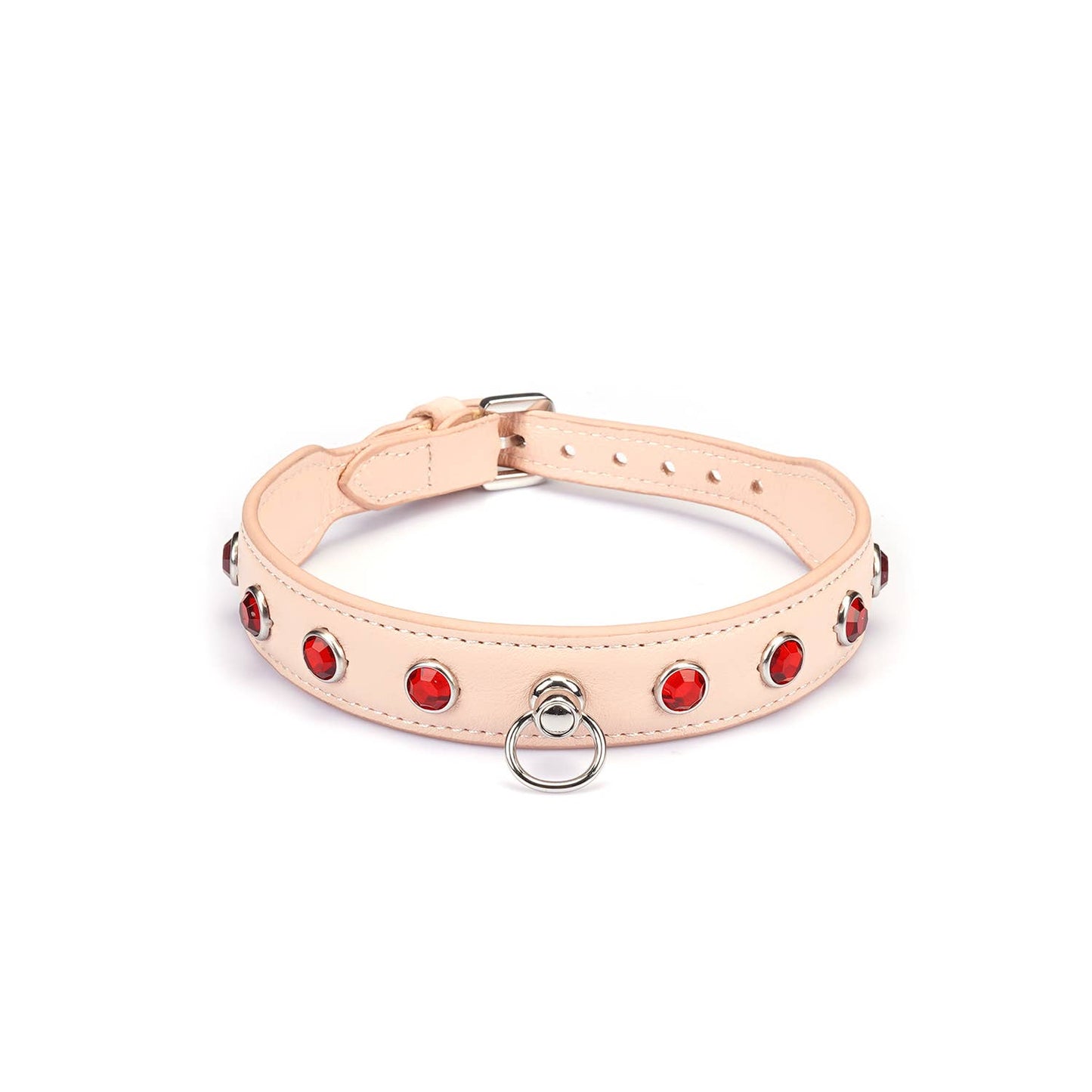 Liebe Seele Premium Leather Choker with Diamonds Pink by Liebe Seele