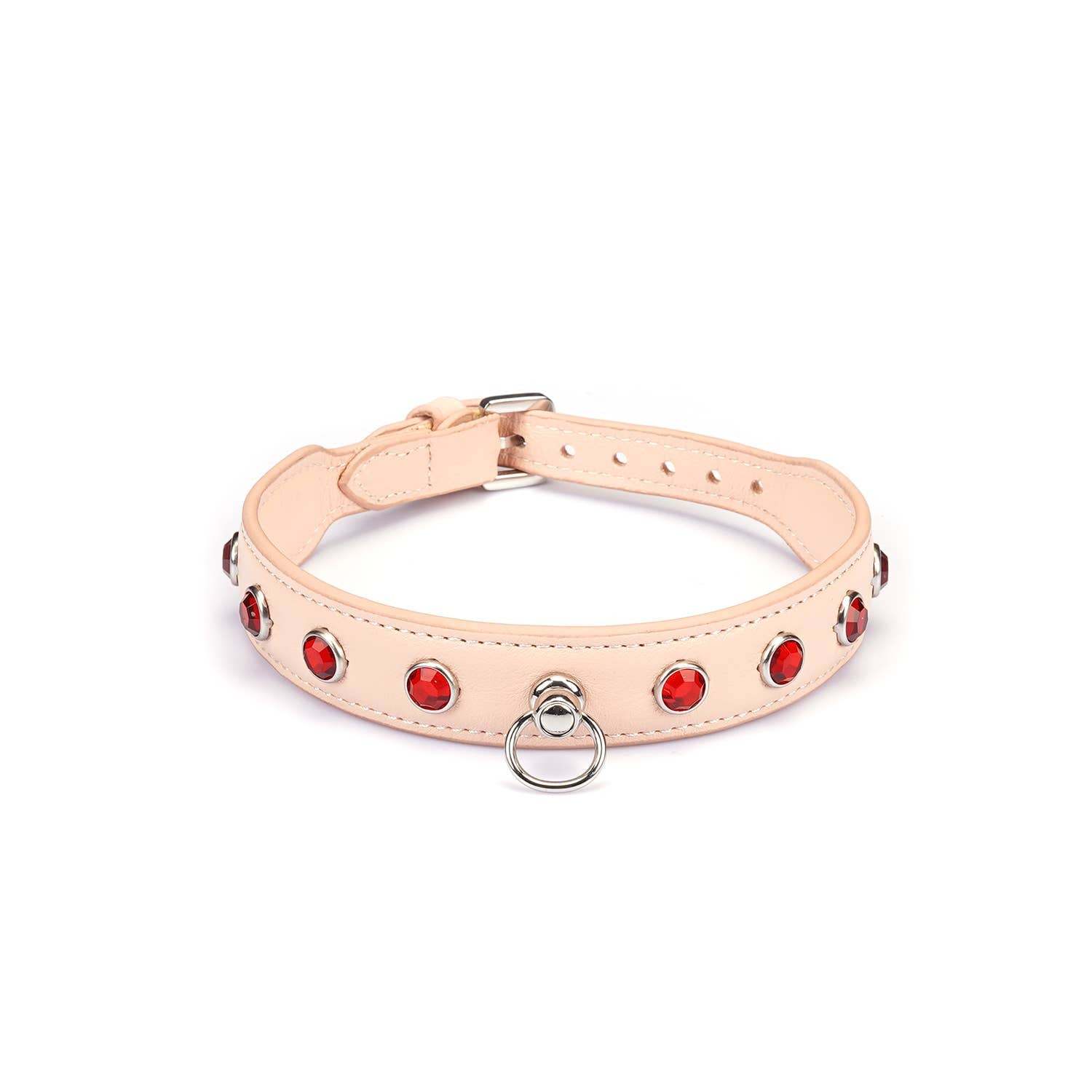 Liebe Seele Premium Leather Choker with Diamonds Pink by Liebe Seele
