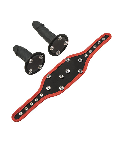 Kinky Play Box Triple Thrill Strap-On Harness Kit - Black/Red by Eldorado Trading Company