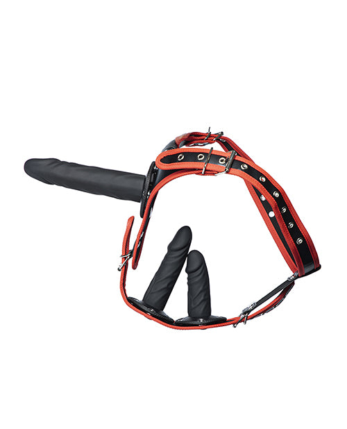 Kinky Play Box Triple Thrill Strap-On Harness Kit - Black/Red by Eldorado Trading Company